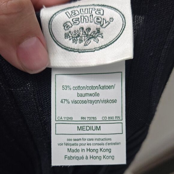 Vintage Laura Ashley Front Button Up Cardigan/Sweater Navy Blue Sz MEDIUM - Picture 10 of 11